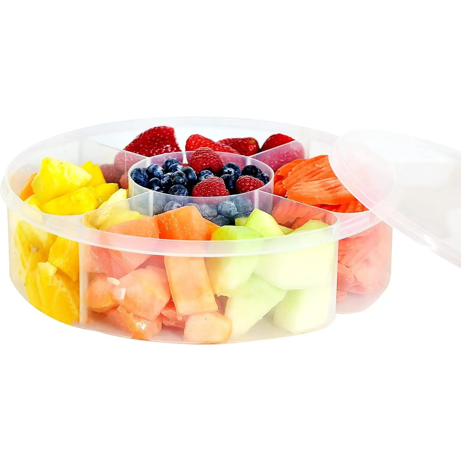 Plastic  Platter, 5 Compartment  Serving Container, Candy and Nut Serving Container, Appetizer Serving Tray with Lid