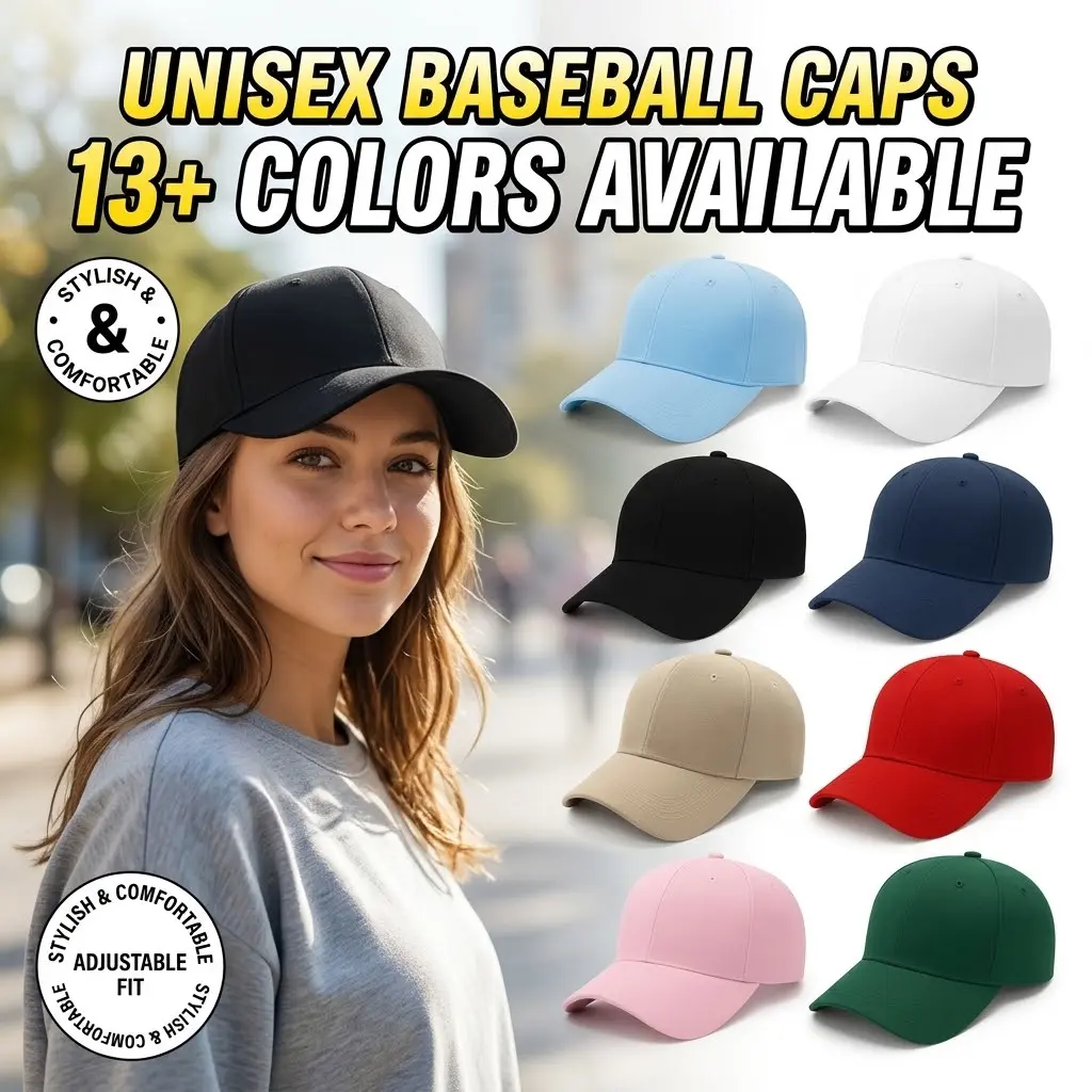 Universal men's and women's classic hat - stylish baseball cap, adjustable size at the back with soft fabric, suitable for all seasons, casual outdoor sport accessory, with adjustable shoulder strap, multiple bright colors available, excellent gift item