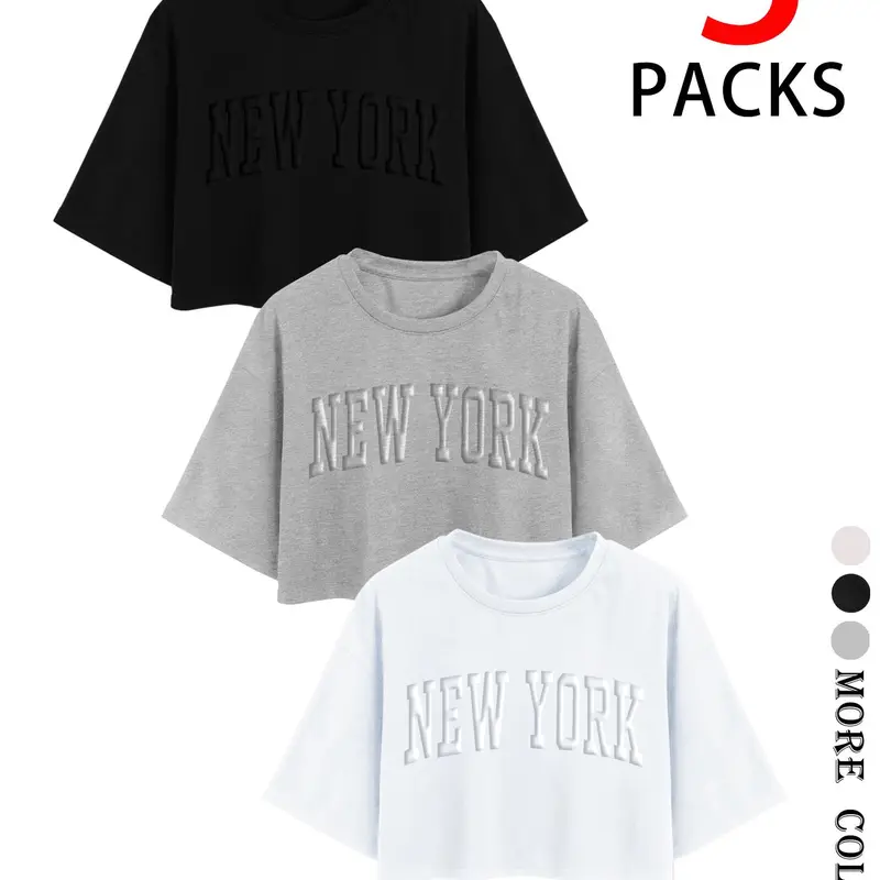 Women's Letter Print Round Neck Tee, Casual Baggy Short Sleeve Crew Neck T-shirt for Summer, Fashion Women's Top for Daily Wear, Casual Tee Shirts