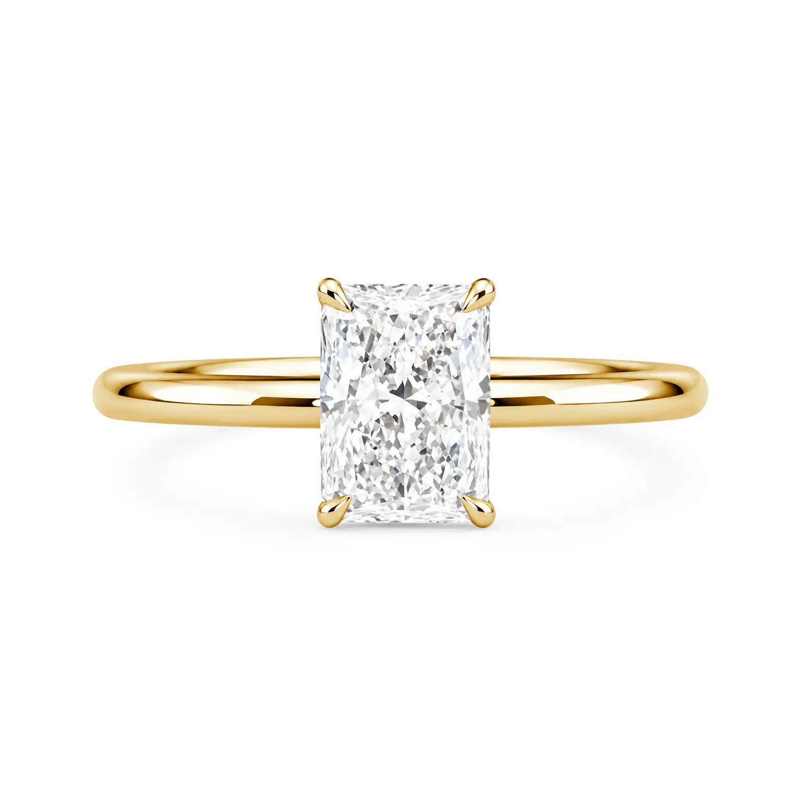 Radiant Cut Solitaire Engagement Ring for Women, IGI Certified Synthetic Diamond in Rose Gold or 925 Silver, White, Female