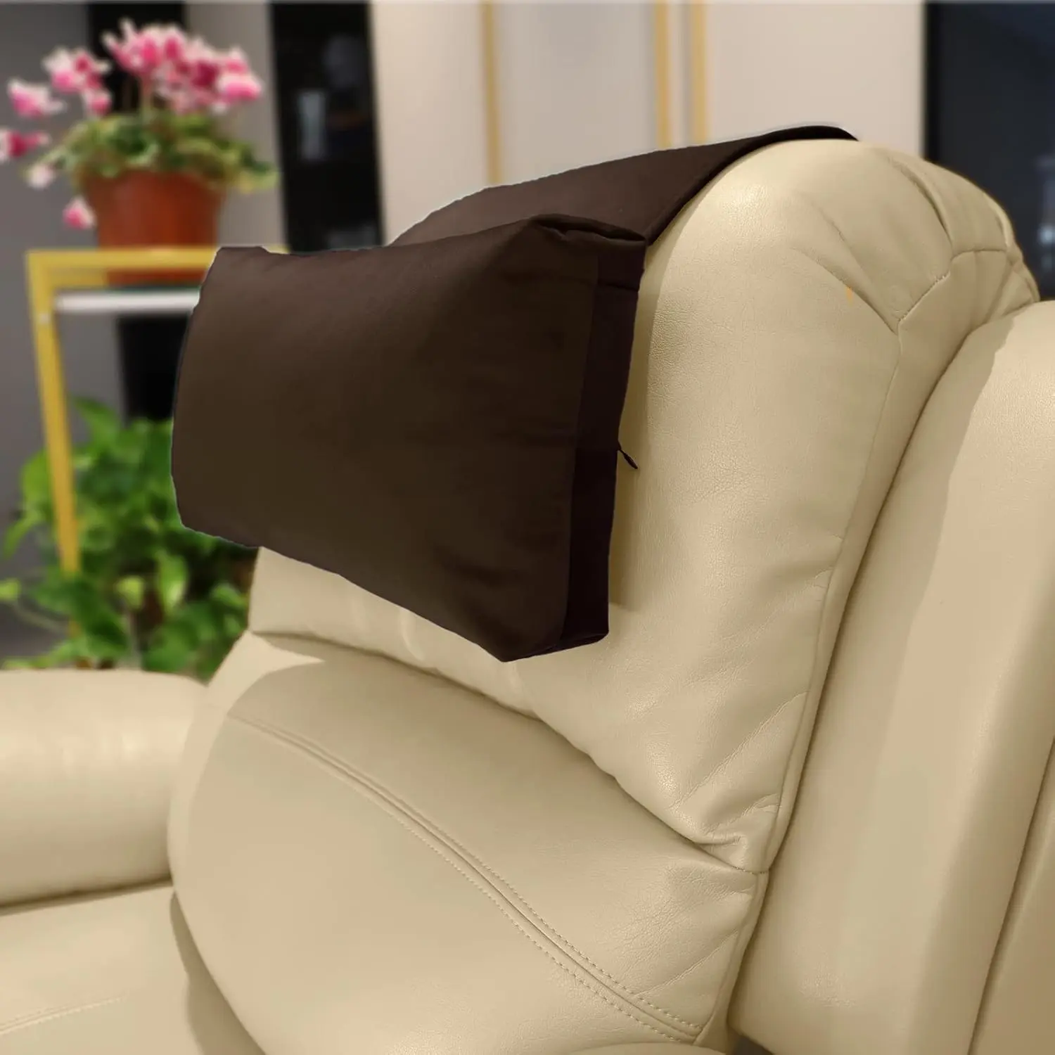Headrest Pillow with  Cotton Filling - Non-Slip Headrest Cushion for Recliners, Sofas and Loveseats ()