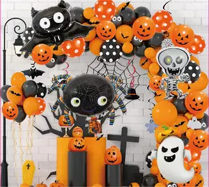 81 Pcs Trunk Or Treat Car Decorations Kit for SUV Halloween Decorations Outdoor Bat Ghost Spider Skeleton Pumpkin Decor Balloons, Car Stickers Haunted House Door Archway Entryway Foil Dot Glue