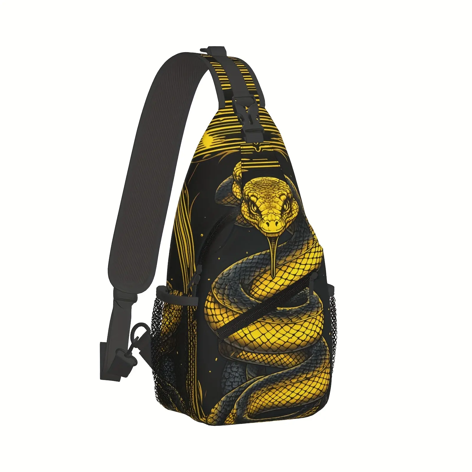 [Made in US] Crossbody Chest Bag Hiking Backpack Scary Snake Shoulder Bag Folding Large Capacity Fashion Durable Can Be Used for Shopping Work Leisure Travel Beach Bag Fishing Backpack with Zip Closure