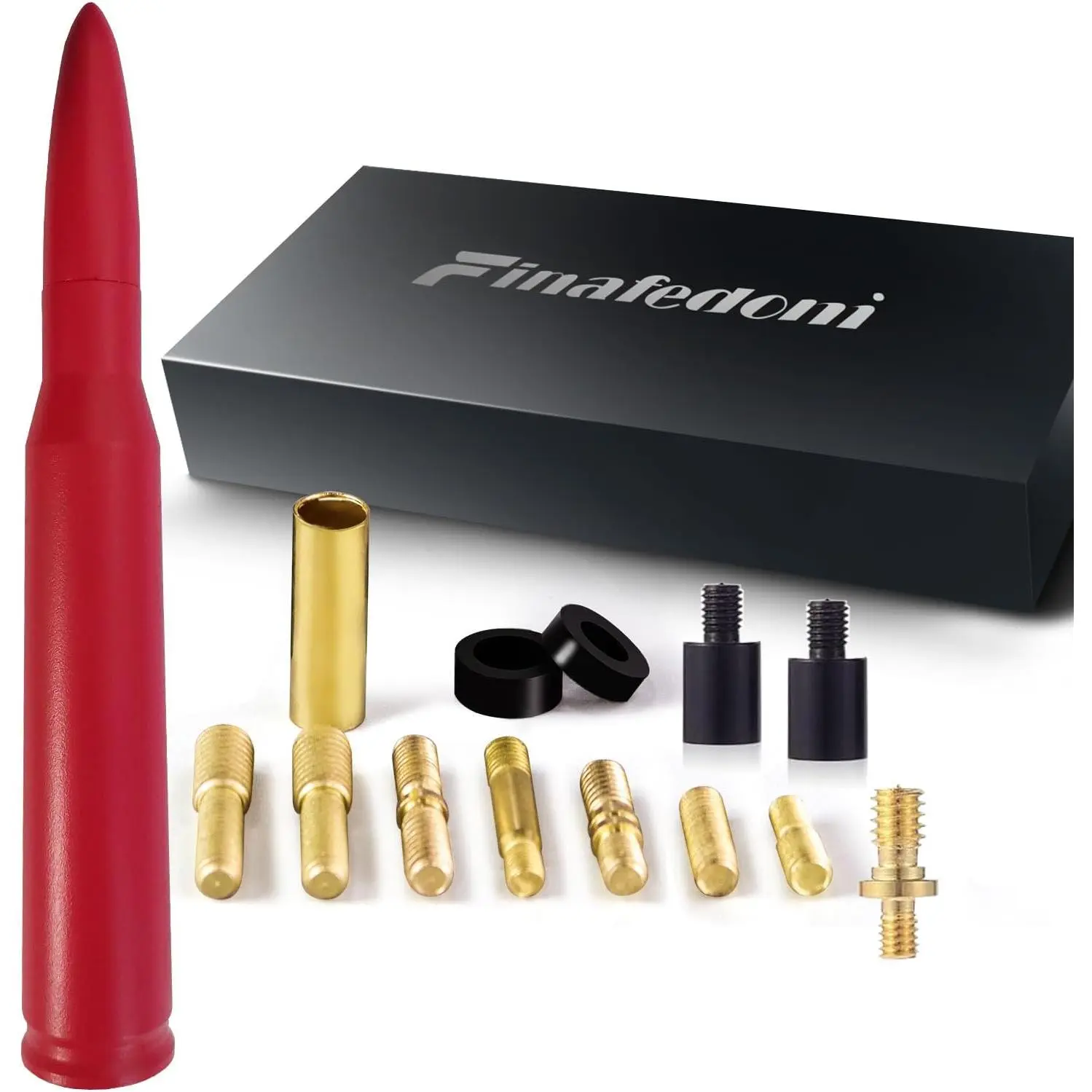 KDO 50 Cal Bullet Antenna Red Bullet Antenna Truck Car Antenna Replacement for Silverado 1500 Ford F150 F250 F350 Dodge Ram 1500 GMC Sierra 1500 Ranger Jeep Short Replacement Antena (Red)