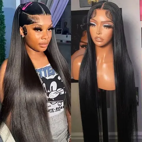 Women's 100% Authentic Human Hair 360 Straight Full Lace Front Wig - 30in-32in Bone Straight, 13x6 HD Transparent Lace Frontal, Pre-Plucked, Anti-Shrink, Skin-Friendly, Soft (Sohochic)