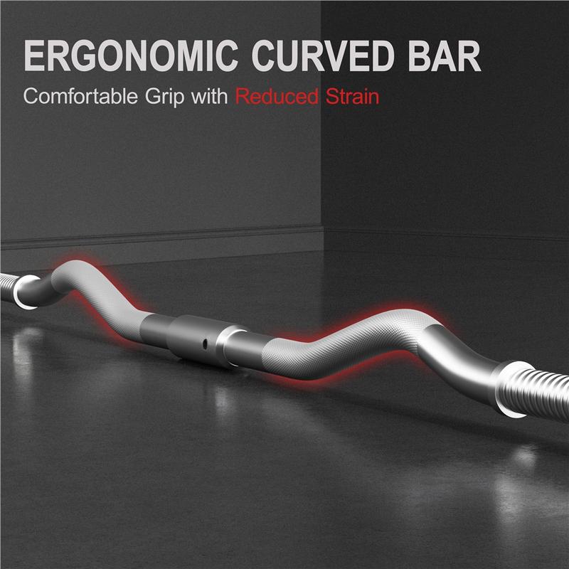 【Valentine Gift】Yaheetech Barbell Set - Olympic Curl Bar & Weights (44LB, 55LB, 66LB) with Chrome Finish & Black Color, Home Gym Equipment, Arm Exercise Equipment, Home Workout Equipment