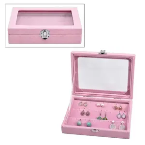 Velvet Earrings Box with Glass Window Christmas Gifts