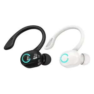 Single Ear Earphone, Wireless Earbuds with Earhooks, Business Wireless Headphones with Mic, Ergonomic Shape, HD Stereo Sound, Compatible with Android & iOS, All Day Comfortable Using for Driving Cycling Running