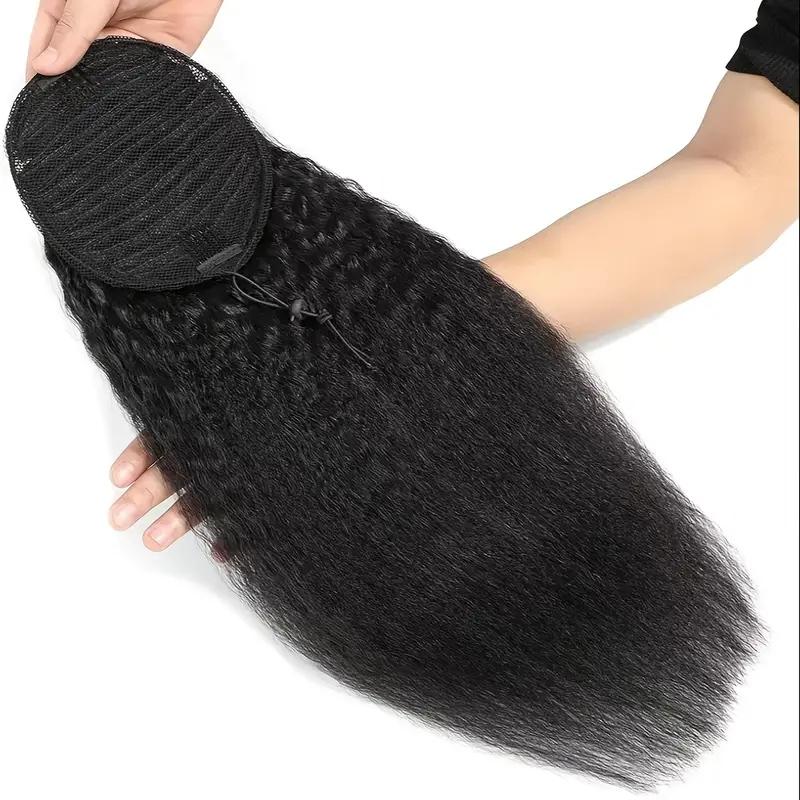 RIVERWOOD Drawstring Ponytail Extension 120g Straight 70% Real Human And 30% Heat-Resistant Synthetic Fiber Blend for Natural Feel Quick & Convenient Application Perfect for Everyday Wear Wearable