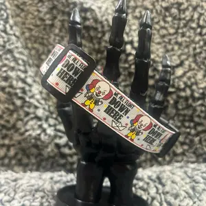 Cartoon Pennywise "it" Glitter Dog Collar - Thick 1-inch Ribbon Design Durable Nylon Webbing Handmade with Care Various Sizes Available