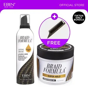 EBIN Braid Formula Conditioning Gel Super Hold + Setting Mousse Rosemary Mint Bundle with FREE Pintail Parting Carbon Comb | Braiding Gel & Mousse for Knotless Braids, Twists & Locs, Clean Parts, Maximum Hold, Frizz Control, Smooth Finish & High Shine