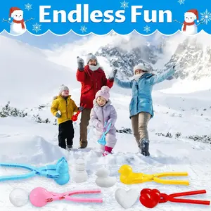 4 Pack Snowball Maker Toys, Outdoor Snow Ball Toys Beach Toy with Handle, Snow Ball Fights Tool Kids Winter Toys  Ball Clip Snow Games for Kids
