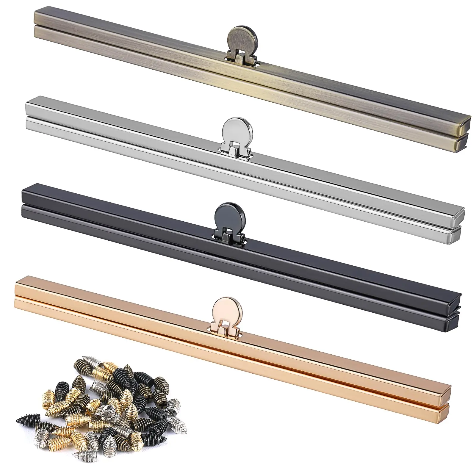 4 Pieces Bag Clasps  7.48inch Metal Purse Clasp Flip Lock Wallet Frame Clutch Hardware Straight Making Supplies