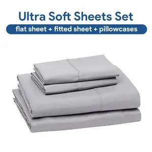 Kasentex Standard Size Soft Deep Pocket Bedding Set - Includes Flat Sheet, Fitted Sheet, Pillowcases, Machine Washable, Hypoallergenic, OEKO-TEX 100 Certified, Bed Sheet