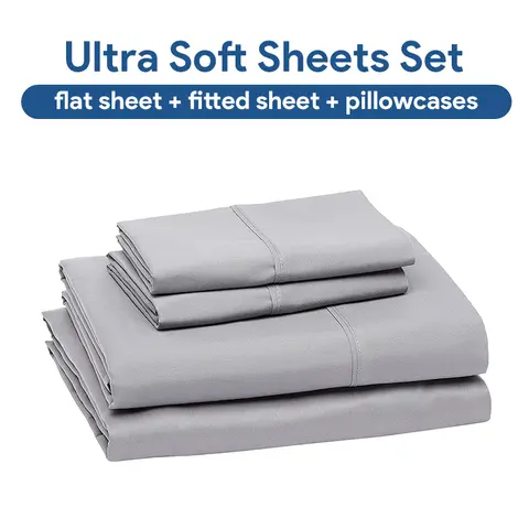 Kasentex Standard Size Soft Deep Pocket Bedding Set - Includes Flat Sheet, Fitted Sheet, Pillowcases, Machine Washable, Hypoallergenic, OEKO-TEX 100 Certified, Bed Sheet