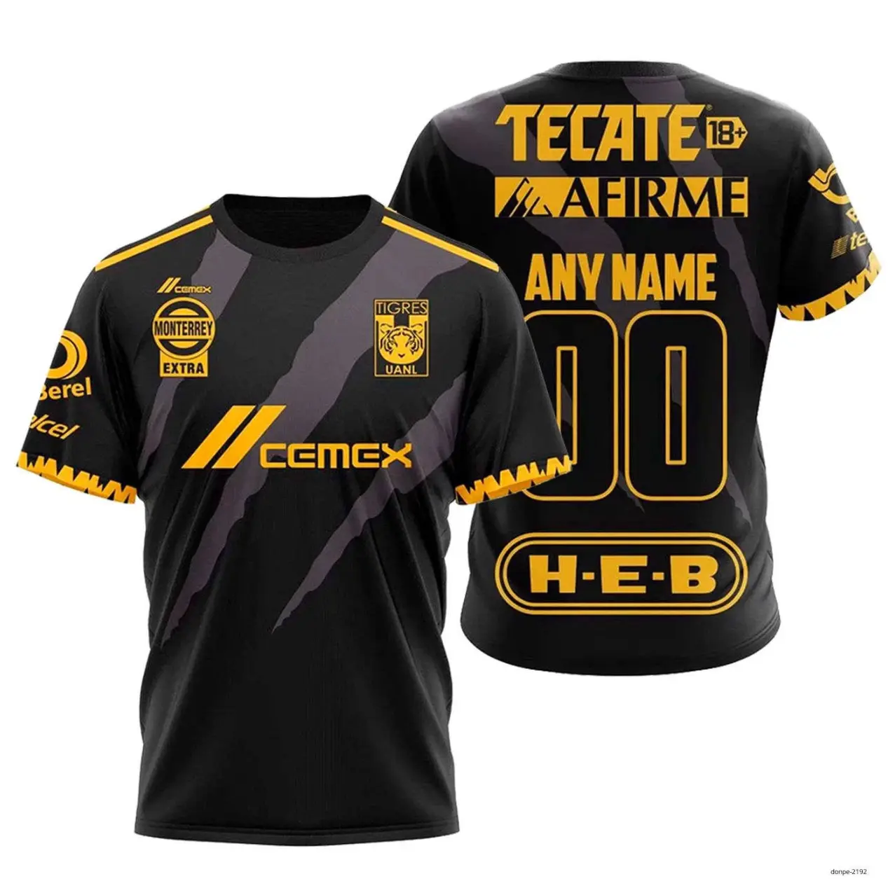 Personalized Liga MX Tigres UANL Yellow Tiger Stripe Shirt, Custom Name & Number