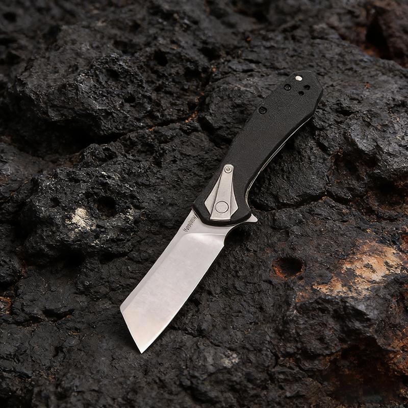 KS 3455, Black G10 Handlesandblasted flat blade,suitable for cutting diced meat in restaurants ,household fruit knives,peeling knife and Stone Washed Sharp Blade - Fruit Survival Set Men's Gift Mystery Edc Multi Tools