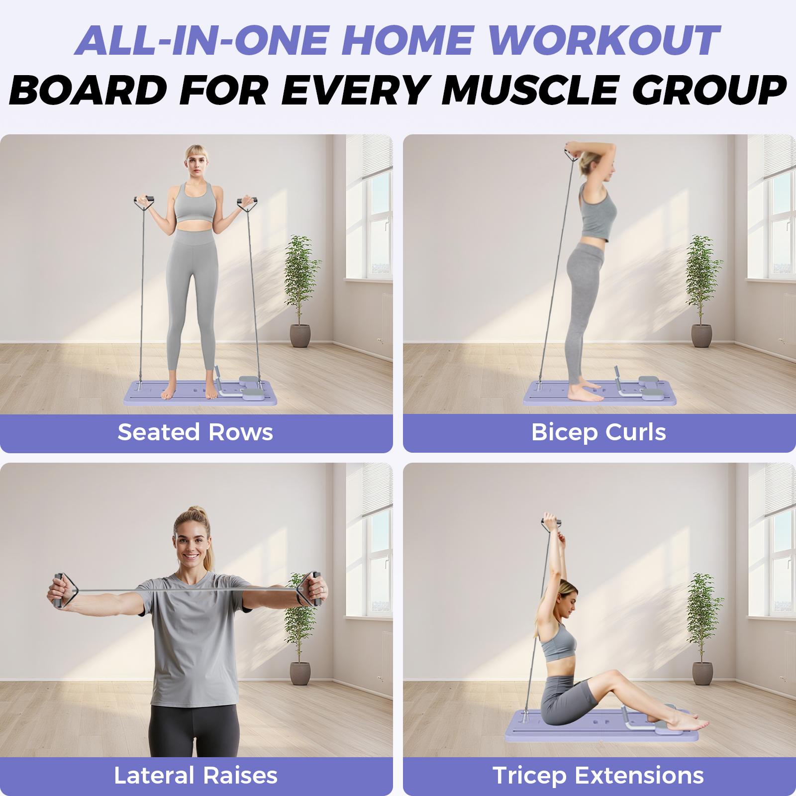 Pilates Board - Pilates Reformer Set, Multi-Purpose Foldable Pilates Reformer Board for Home, 5 in 1 Pilates Sliding Board