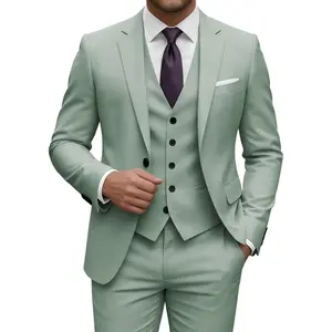 EMERAIDVLN Mens 3 Piece Suits Slim Fit Wedding Prom Party Business Elegant Suits One Button Blazer Vest and Pants Tuxedo Set