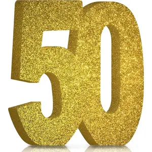 Gold Glitter 50th Birthday and Anniversary Decorations Table Centerpieces Topper for Men and Women Party