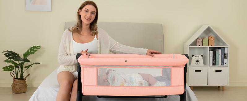 【New Year gift】Baby Bassinet Bedside Sleeper 3 in 1 - Adjustable Height, Adjustable Wheels, Travel Sleeper, Portable Design for 0-6 Months、12 Months Newborn bassinet for baby