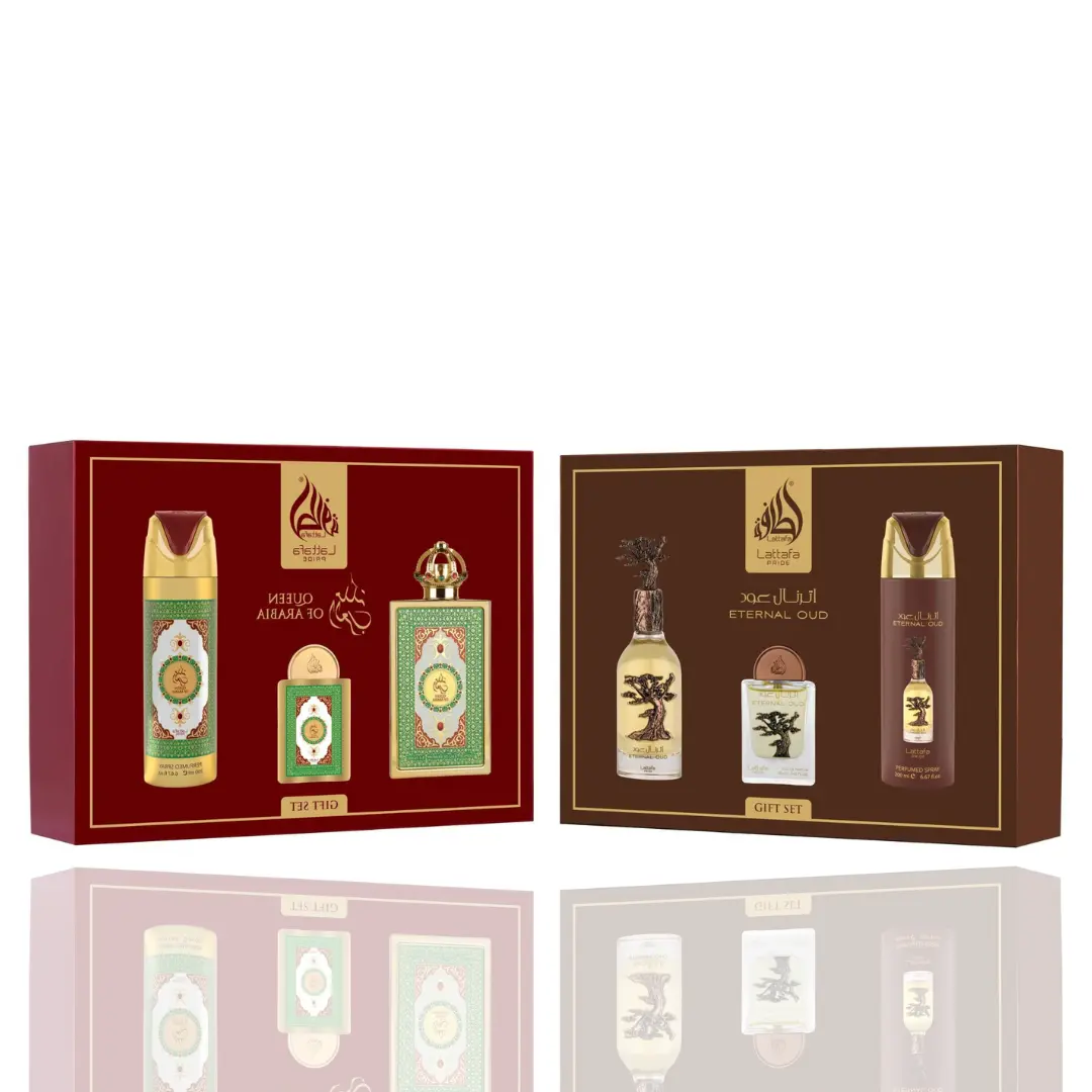Lattafa Royal Eternity 2-Piece Unisex Arabian Fragrance Set - Queen of Arabia + Eternal Oud, Gender-Neutral Luxury-Inspired Set, Ideal for Anniversary, Holiday Gifts, Unisex Fragrance, Arabian Fragrance Sets