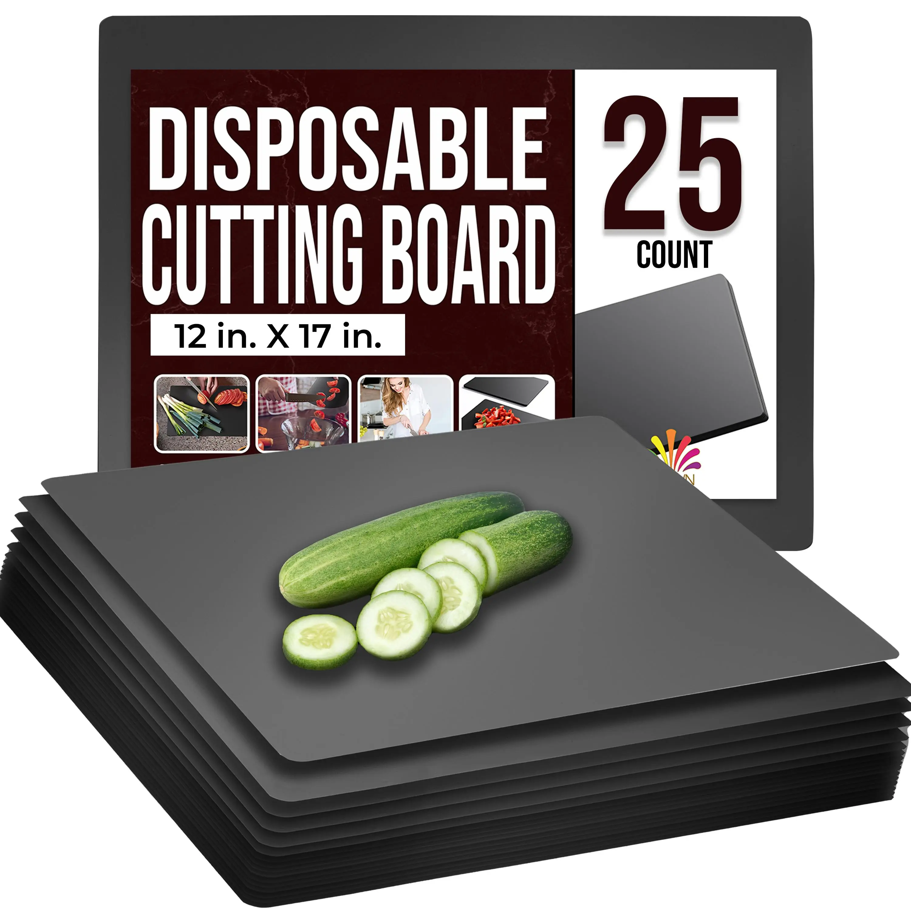 12 in. X 17.5 in. Black Disposable Cutting Boards | 25 Count