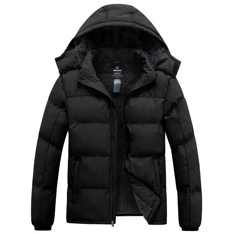 Men's Bubble Puffer Jacket - Thick Padded Long Sleeve Winter Menswear Coat with Removable Hood, Windproof Fabric Clothes