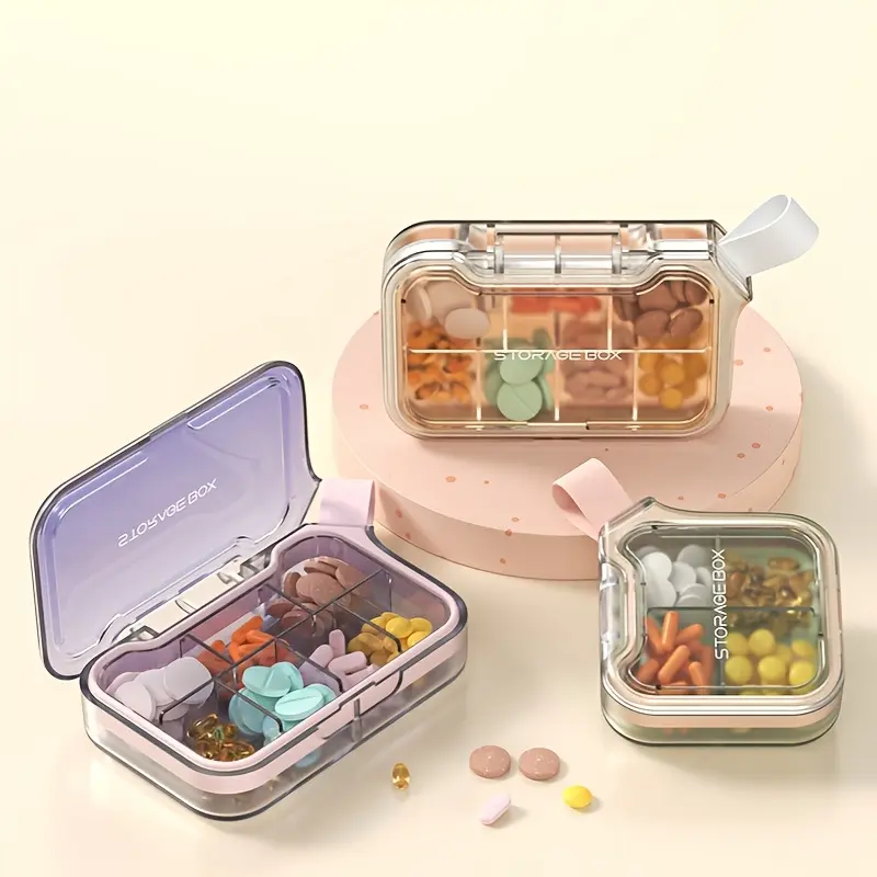 4/7 Compartment Sealed Pill Box, Food-Grade Polycarbonate Travel Medication Storage Container, Moisture-Proof with Safety Lid, Portable Design for Daily Use
