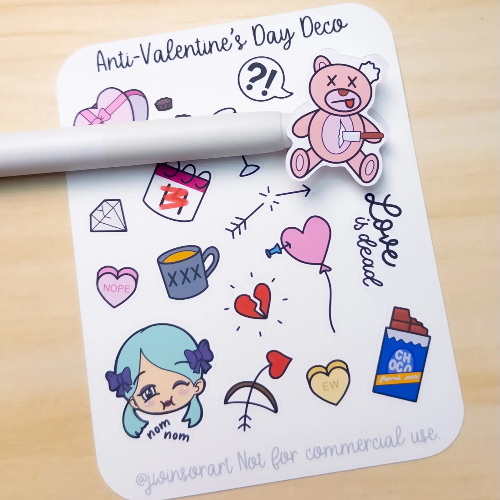 Anti-Valentine's Day Deco Sticker Sheet Valentines Day Hobonichi Bujo Breakup Heartbreak Cute Kawaii Chocolate