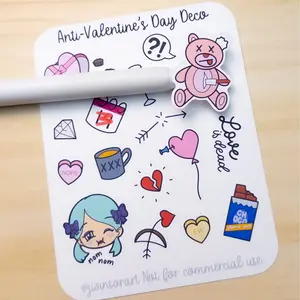 Anti-Valentine's Day Deco Sticker Sheet Valentines Day Hobonichi Bujo Breakup Heartbreak Cute Kawaii Chocolate