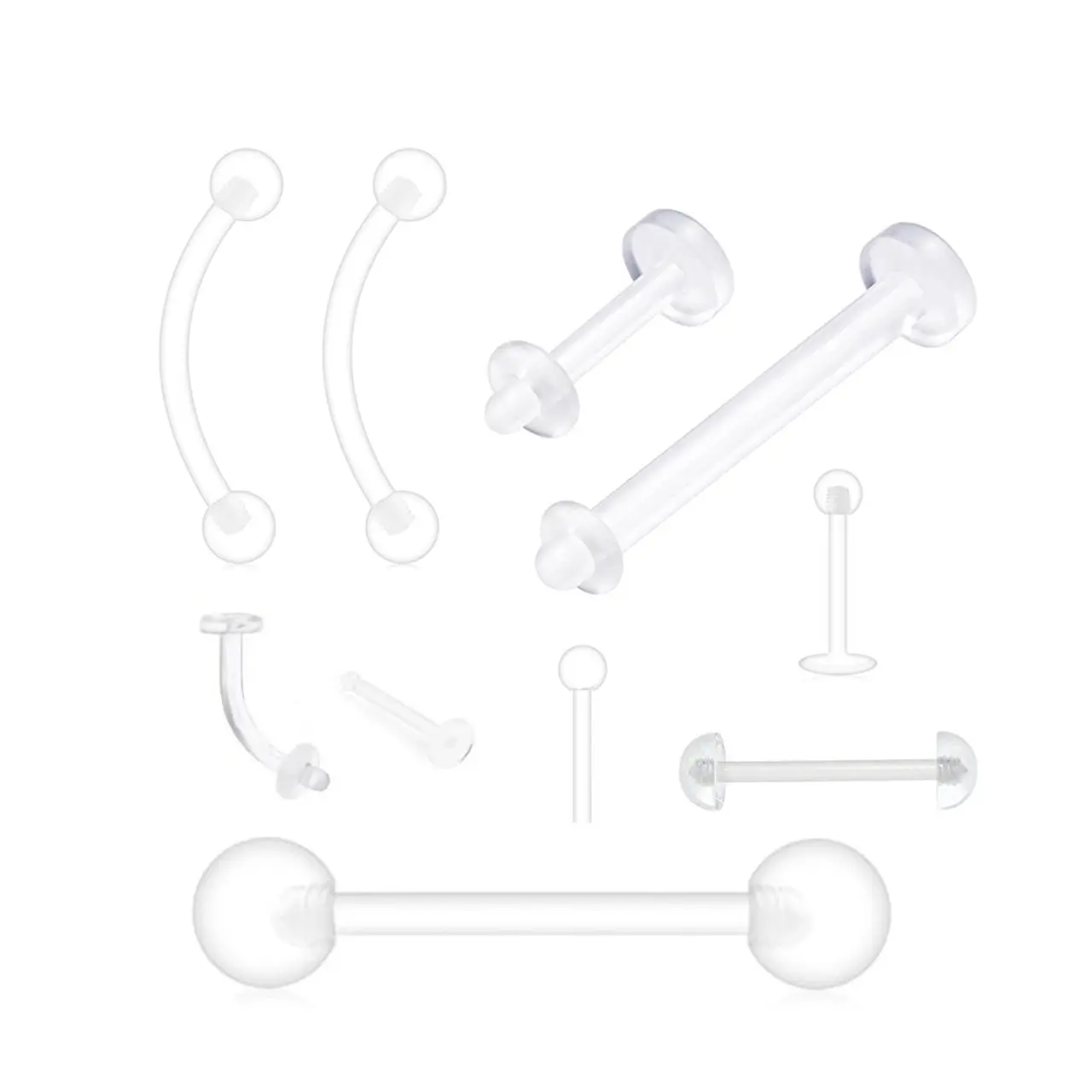 10 Pck Bioflex Retainers Nose, Tongue, Eyebrow, Nipple, Labret