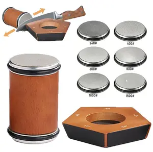 Rolling Knife Sharpener Set,Rapid Knife Sharpener & Kitchen Knife Sharpener Wooden, Diamond Ceramic Knife Sharpening Set  for honing knives sharpening Kitchen Gadgets Steel Kitchenware Angle