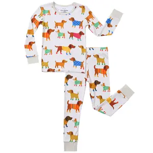 Bamboo Toddler Pajamas Boys Girls Prints Pjs Set Cozy Kids Sleepwear 18M-5Y Long-Sleeve Snug Fit 2pcs Set Daily Clothes for Spring Summer Fall Winter Sesason