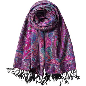 Pashmina Feel Shawls Wraps Rave Scarf for Women Soft Silky Reversible Men Scarves Hijab