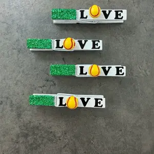 Softball LOVE backpack Clips - Handmade Wooden Clothes Pins perfect for clipping backpack at your next games or tournament