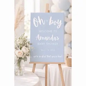 Personalized Oh Boy Baby Shower Welcome Sign Custom Canvas Premium Gallery Wrapped Ready to Hang for Baby Boy Showers