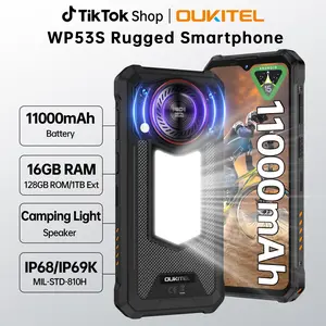 OUKITEL WP53S Rugged Unlocked Smartphone，11000mAh Battery + Camping Light，16(4+12)GB + 128GB，Octa-Core Mobile Phone，6.52"HD + 90Hz，13 MP + 8 MP Camera，IP68/IP69K，4G Dual SIM/NFC/OTG/T-Mobile