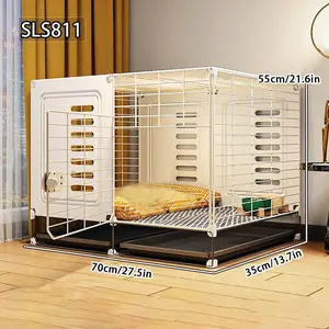 Small Dog Cage Indoor Pet Bed Toilet Combo, Winter Warm Dog Fence Teddy Bichon Dog Kennel, Home Use Small Breed Dog House, Escape Proof Kennel