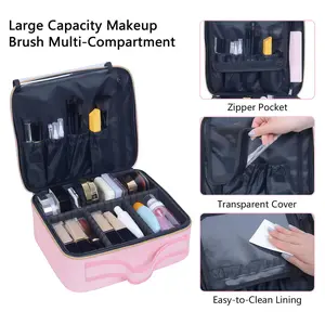 Cosmetic Bag Small Portable Makeup Bag Travel Train Case,Light Mini Travel Make up for Women Train Case ,Cosmetic Organizer , Adjustable Toiletry Bag Portable Artist Storage