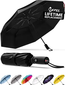 REPEL Windproof Travel Umbrella – Compact Auto-Folding, Withstands 85 MPH Gusts, Premium Strong Frame, Rain & Sun, Light, Fits Backpack & Car | Unisex