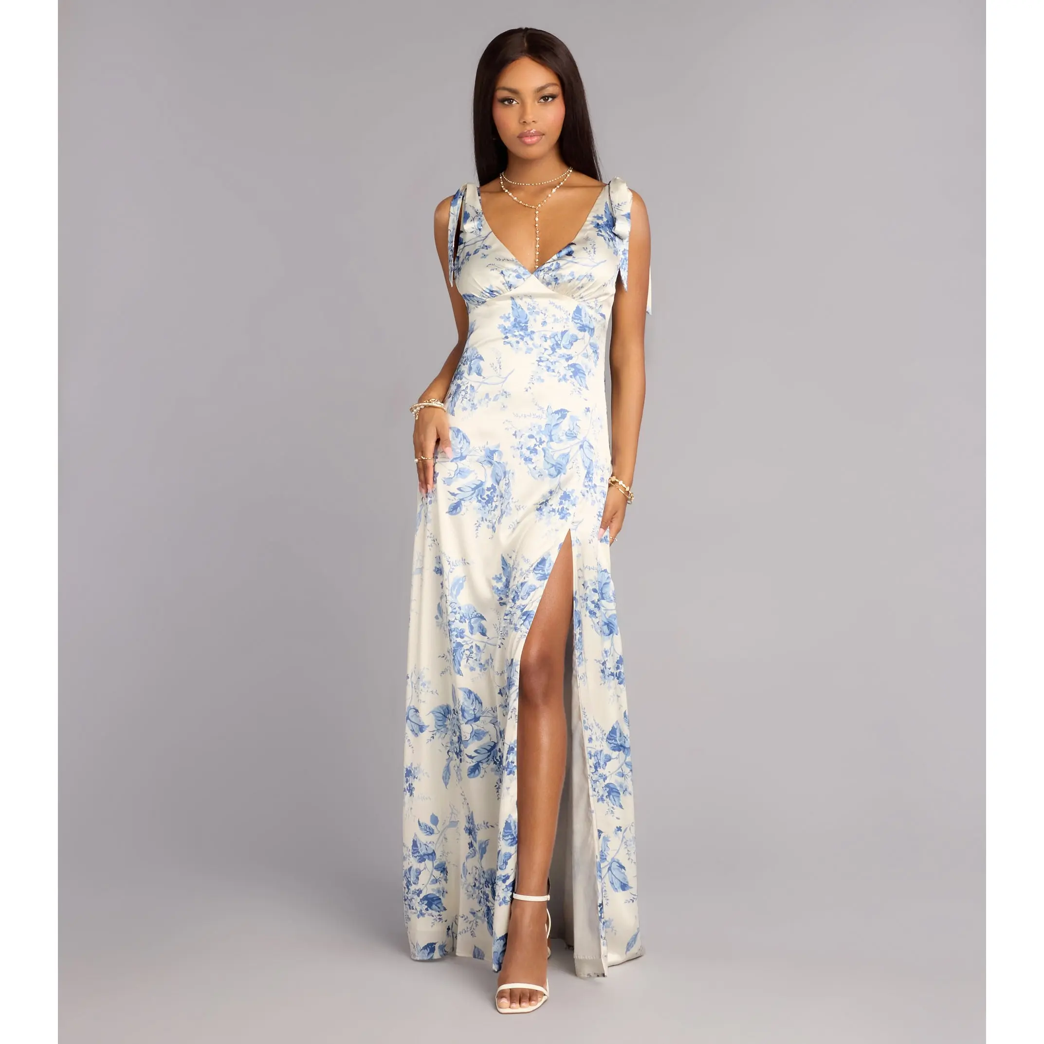 Lizzie Floral Satin A-Line Formal Dress - TikTok Shop