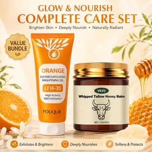 Skincare Duo – Orange Exfoliating Gel & Grass-Fed Beef Tallow Honey Balm (Single Item), Gentle Peeling, Hydrating Deep Moisture, Soothing Glowing Skin, Body Care for All Skin Types (Deals for You Days Jumpstart Sale)