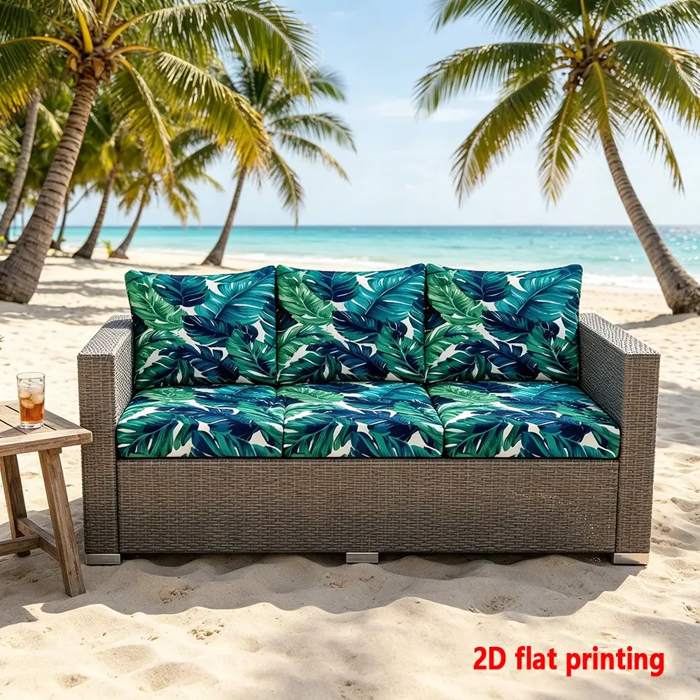 1/2pcs Sofa Cushion Covers, Outdoor Cushion Covers For Patio Furniture, Washable Sofa Protector, 2D printing, tropical palm leaf printed outdoor sofa pillow covers, Replacement slipcovers, Elastic sofa cushion covers, suitable for patio, indoor & outdoor