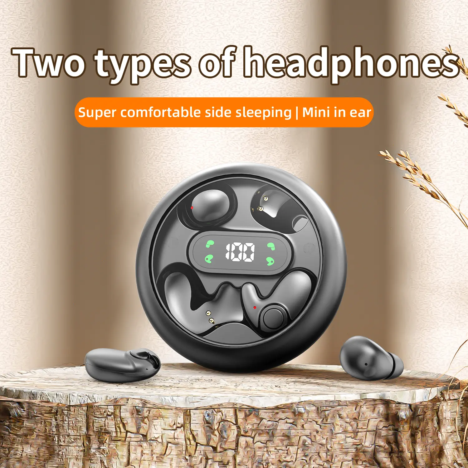 MSHUKCOE Two Pairs Bluetooth wireless headphones,Ergonomic Wireless Earbuds with Premium Sound Quality HiFi sound quality Stereo bass Low Latency Headset,For Side Sleepers