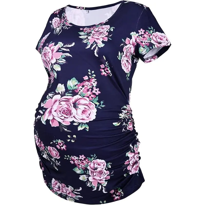 Navy Blue With Pink Flower