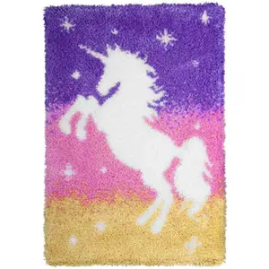 latch hook kits for adults, DIY Handmade Carpet Crochet Needlework Mat Knotted Cushion Tapestry, Dream UnicornPattern Pre-Printed, Christmas Embroidery Kits Decoration Festival Gift 20.47in*14.96in 52cmx38cm