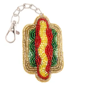 Hotdog Beaded Bag Charm