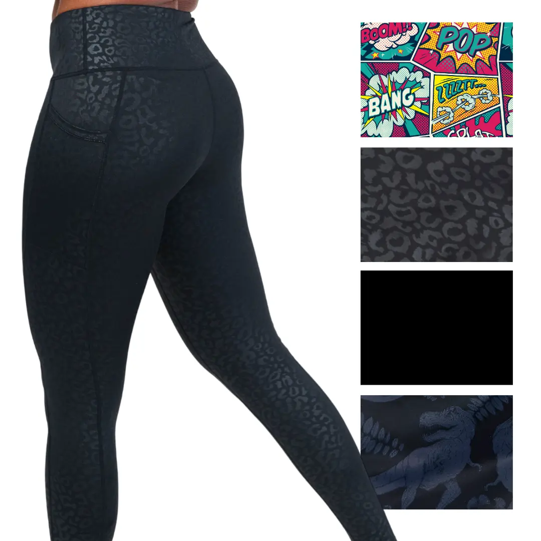 C V G Women's Athletic Leggings - Squat-Proof High Waist Patterned Sportswear for Fitness with Side Pockets, High Waisted Leggings, Activewear For Fitness, High Rise Leggings, Compression Gym Pants