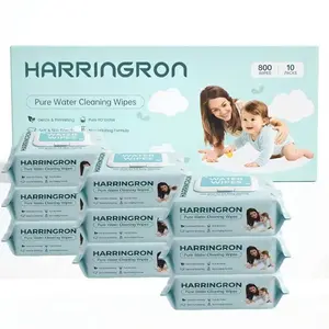 HARRINGRON Pure Water Baby Wipes | 800 Count (10 Pack), Unscented & Hypoallergenic Water Wipes for Sensitive Skin